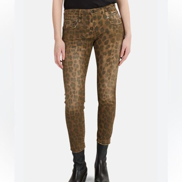 NWT R13 Kate Skinny Distressed Leopard Print Jeans Size 25 - Picture 12 of 15